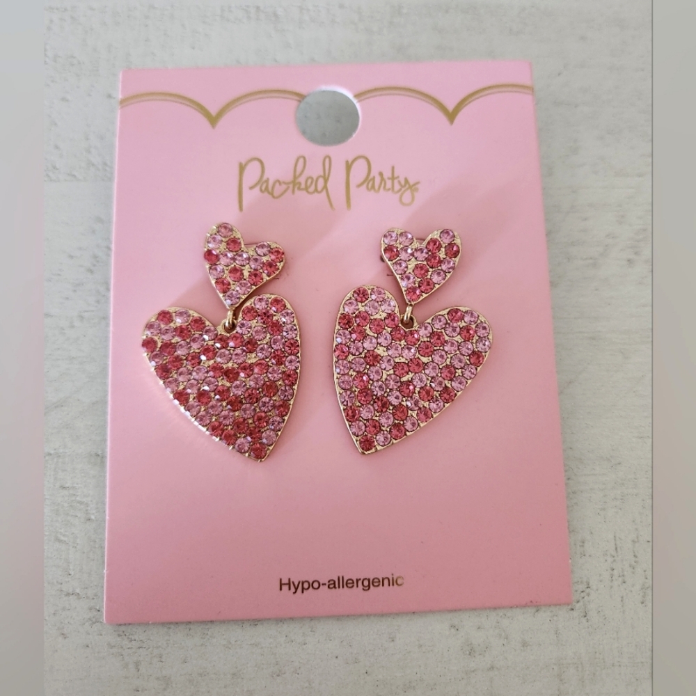 Packed Party Pink Heart Earrings - Picture 3 of 3